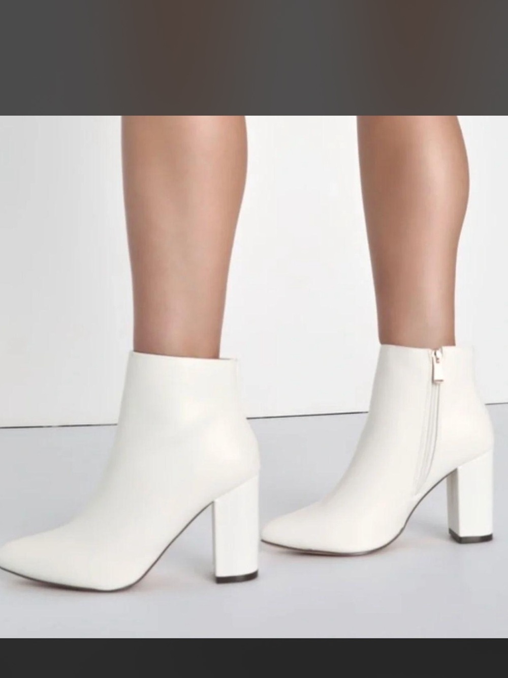 Lulu's White Pointed-Toe Block Heel Ankle Booties